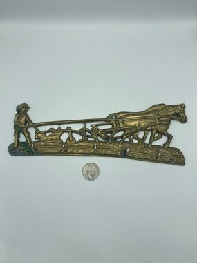 Brass Farm Plow Wall Hook Gold Finish